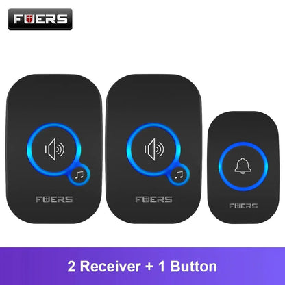 Fuers Wireless Doorbell Waterproof Door Chime Kit Welcome Chime Home Door Bell Intelligent 32 Songs Melodies Sound And LED -…