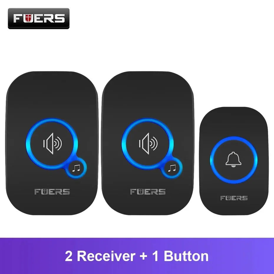 Fuers Wireless Doorbell Waterproof Door Chime Kit Welcome Chime Home Door Bell Intelligent 32 Songs Melodies Sound And LED -…
