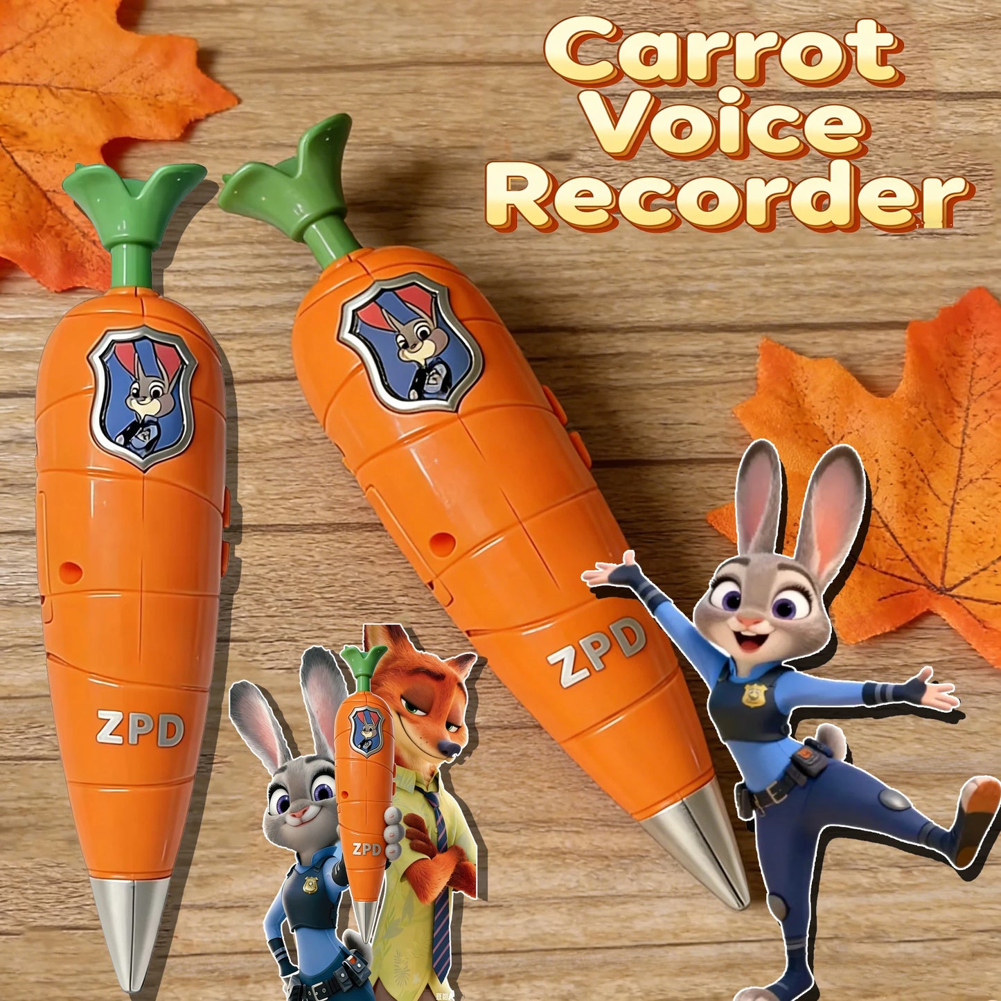 Zootopia 2 Lanyard Carrot Recording Pen | Gary Snake Venom Serum Pen | Bracket 60 Second Recording 2-in-1 Neutral Pen Statio…