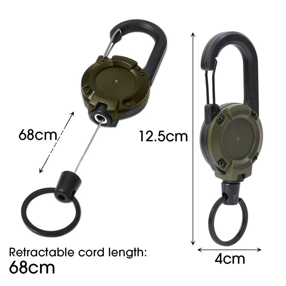 Retractable Heavy Duty Pull Reel Carabiner Key Chains Strong Steel Wire Rope Buckle Spring Key Ring Outdoor Sporty Keychain…