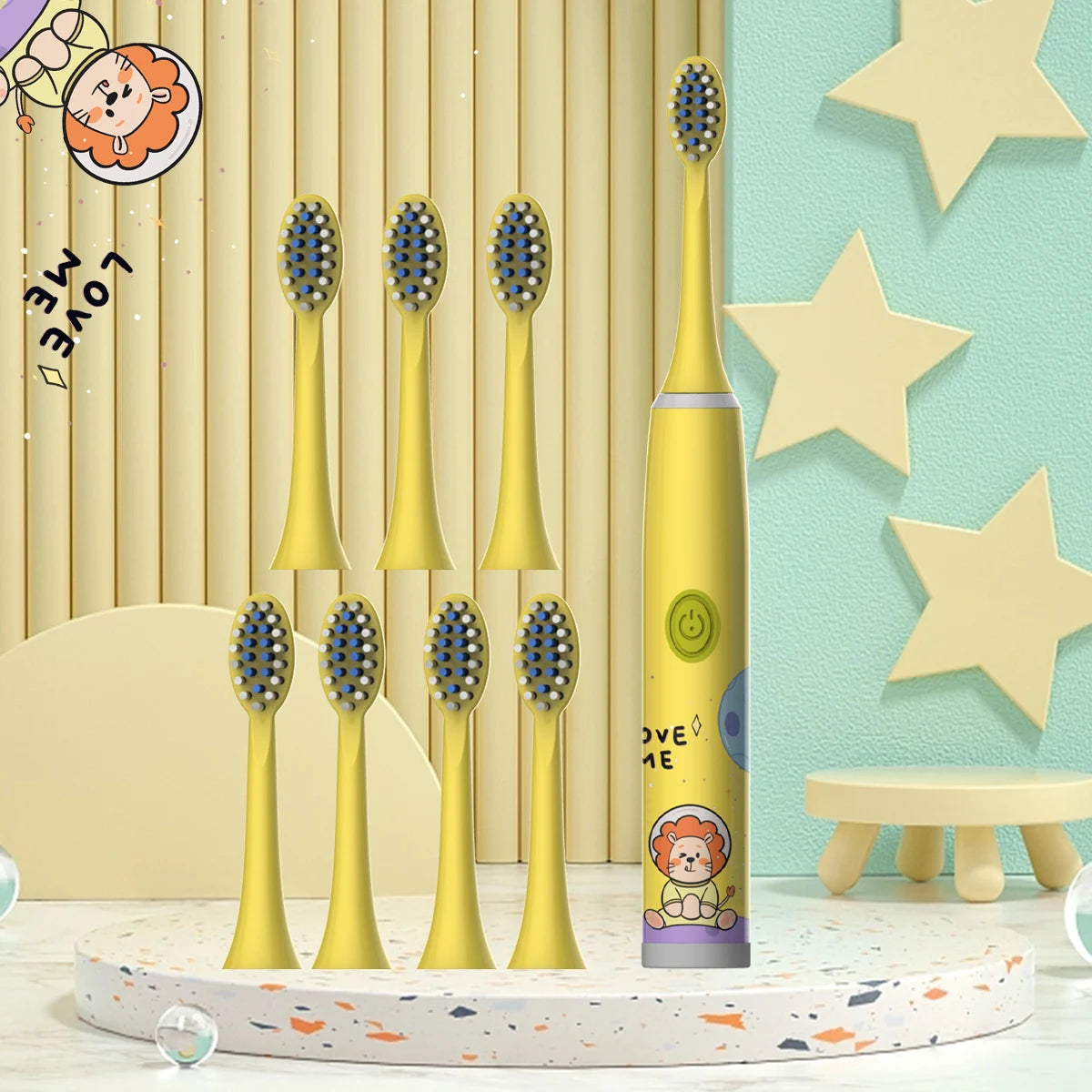 Children's Electric Toothbrush Color Cartoon Space Series Children's Soft Hair Cleaning Brush (Battery Not Included) - image…