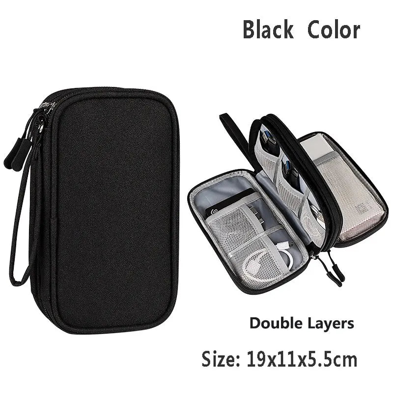 Data Cable Storage Bag Waterproof Portable Carry Case Storage Bag Travel Organizer Bag for Cable Cord USB Charger - image 11
