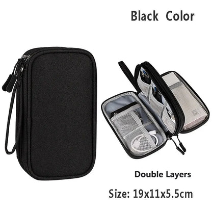 Data Cable Storage Bag Waterproof Portable Carry Case Storage Bag Travel Organizer Bag for Cable Cord USB Charger - image 11