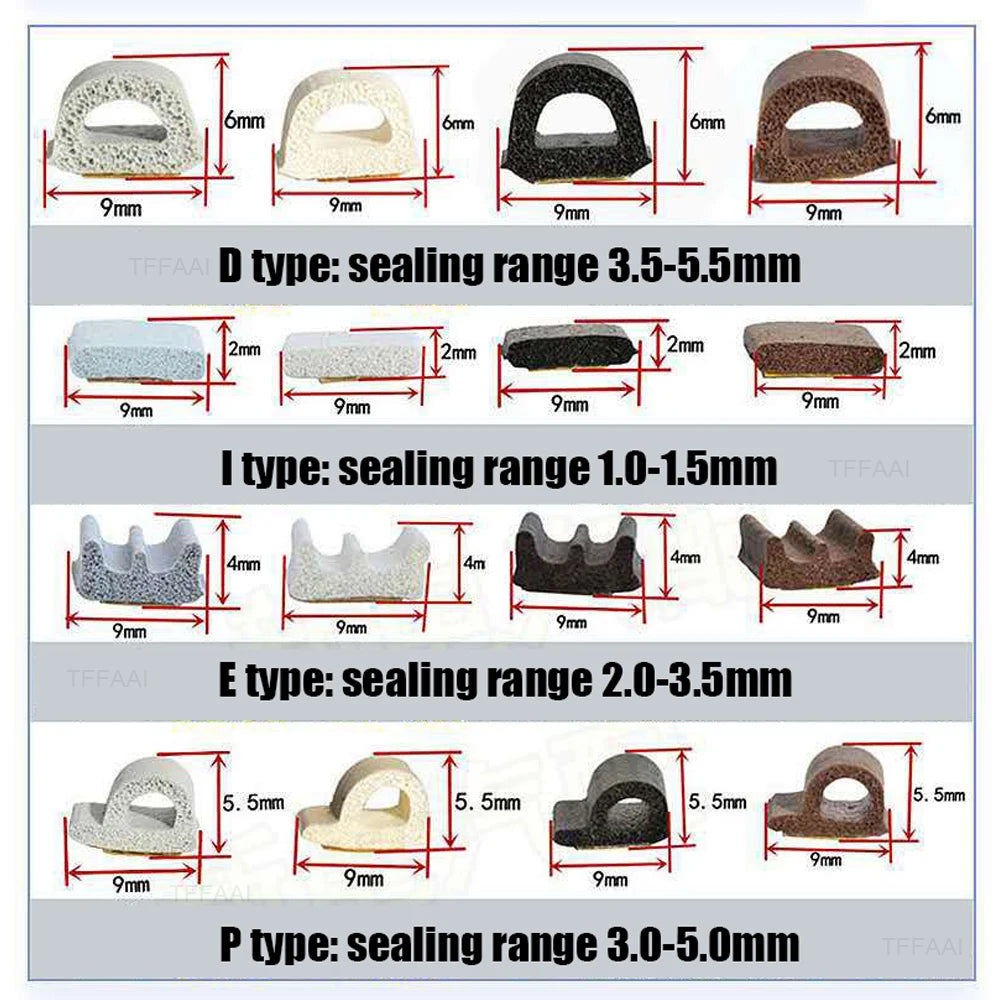 5m/10m Door Seal Strip Diep Self-adhesive Draft Stopper Tape Window Weather Stripping Insulation Noise Rubber Sealing Strip…