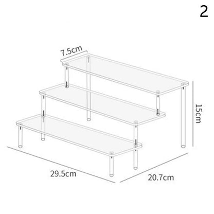 1-4 Tier Acrylic Display Stand Durable Display Rack For Cupcake Perfume Doll Transparent Trapezoidal Blind Box Storage Shelf…