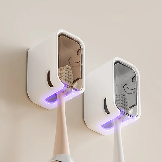2PCS Toothbrush Holder Flip-top Wall Mounted Toothbrush Rack Dustproof Toothbrush Storage Box Bathroom Electric Toothbrush S…