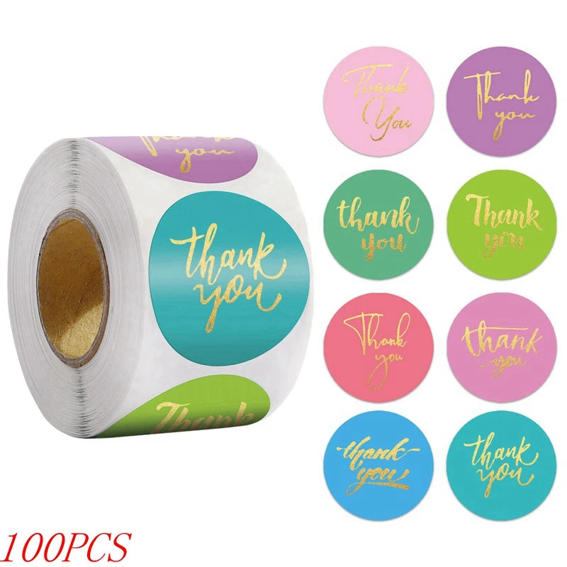 50-500pcs 1inch Blue Thank You Stickers For Envelope Sealing Labels Stationery Supplies Handmade Wedding Gift Decoration Sti…