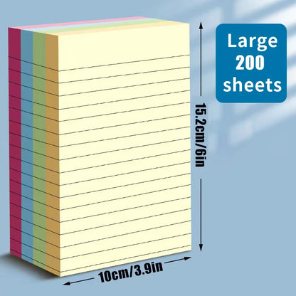 200sheets Line Sticky Notes 4 Colors Portable Student Note Marker Writing Sticky Notes Self-Adhesive Easy To Apply Notepad -…