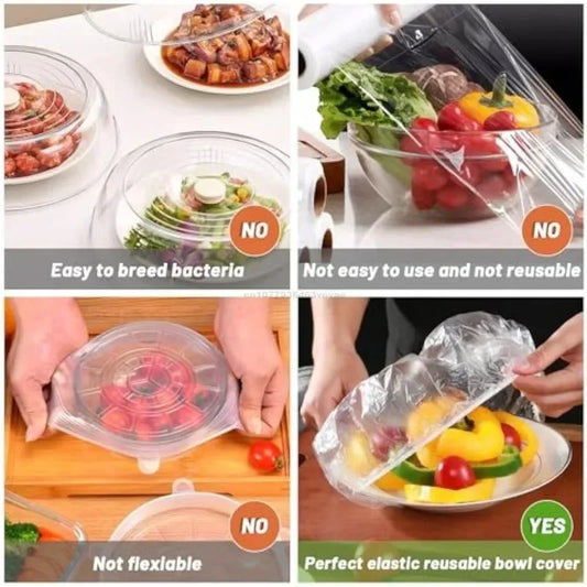 Reusable Disposable Food Cover Plastic Wrap Durable Elastic Food Lids for Bowls Elastic Plate Covers For Kitchen Food Saver…