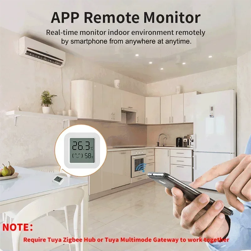 Zigbee Temperature Humidity Sensor For Smart Home LCD Screen Works With Tuya Alexa Google Home APP Smart Life Tuya Smart Yan…