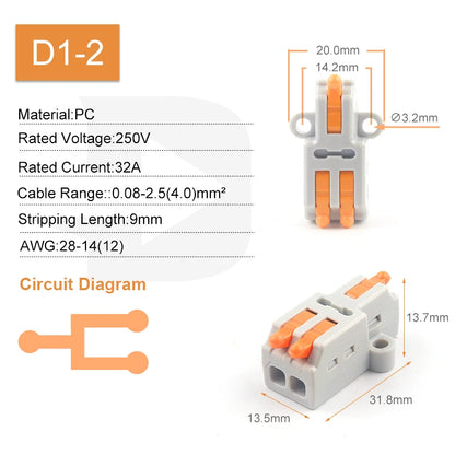 5PCS Fast Wire Connector Push-in Electrical Terminal Block Universal Splicing Wiring Cable Connectors For Cable Connection S…