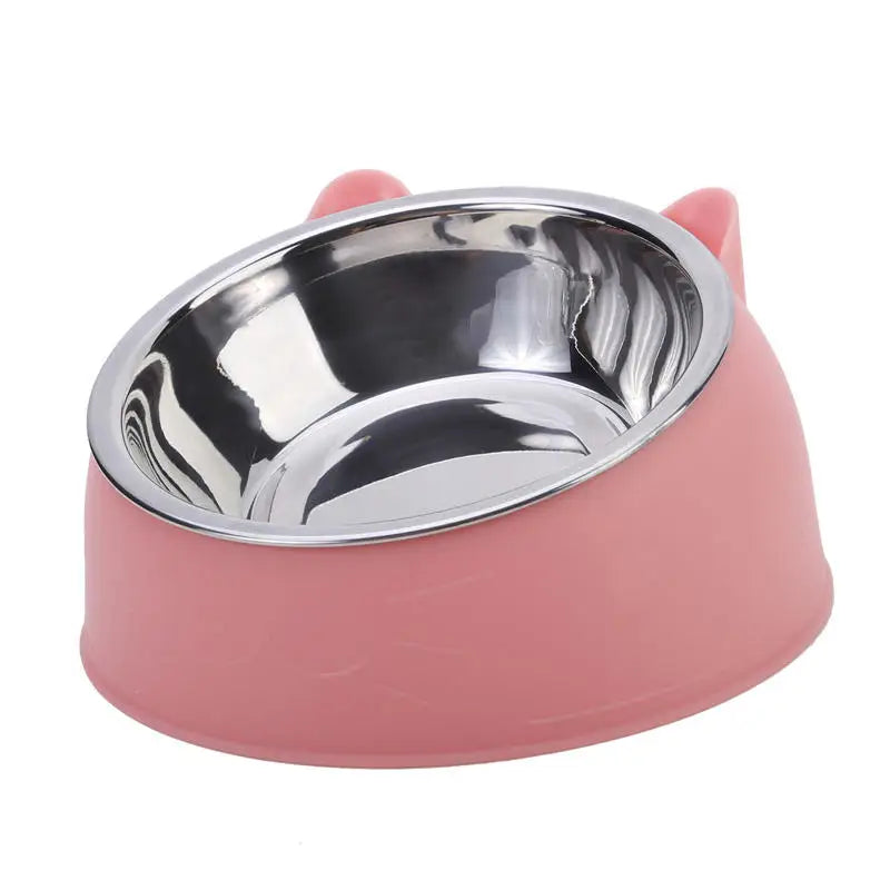 1/2/5pcs Cat Bowl Creative Inclined Kitten Puppy Food Feeding Bowls Stainless Steel Cats Drinking Feeder Pet Dogs Cats Feede…