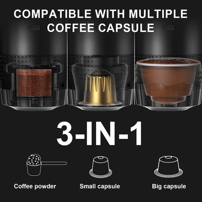 Wireless Electric Portable Espresso Coffee Machine for Car & Home Camping Coffee Maker 3-in-1 Capsule Powder Travel Coffee M…
