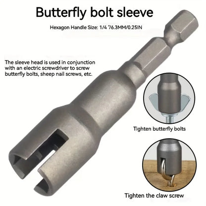 Natural Slotted Butterfly Hole Socket Wrench 65mm Hexagonal Handle Electric Screwdriver Wing Nut Socket Tool - image 4