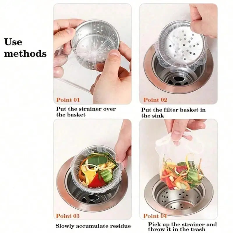 50-200Pcs Disposable Kitchen Sink Filter Sewer Drain Anti-blocking Garbage Bag Pool Leak Mesh Bag Mesh Strainer Sink Garbage…