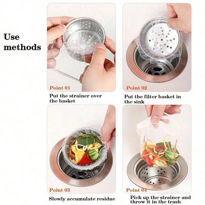 50-200Pcs Disposable Kitchen Sink Filter Sewer Drain Anti-blocking Garbage Bag Pool Leak Mesh Bag Mesh Strainer Sink Garbage…