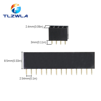10PCS Single Row Pin Female Header Socket Pitch 2.54mm 1*2p 3p 4p 5p 6p 7p 8p 9p 10p 12p 14p 16p 18p 20p 22p 40p Pin Connect…
