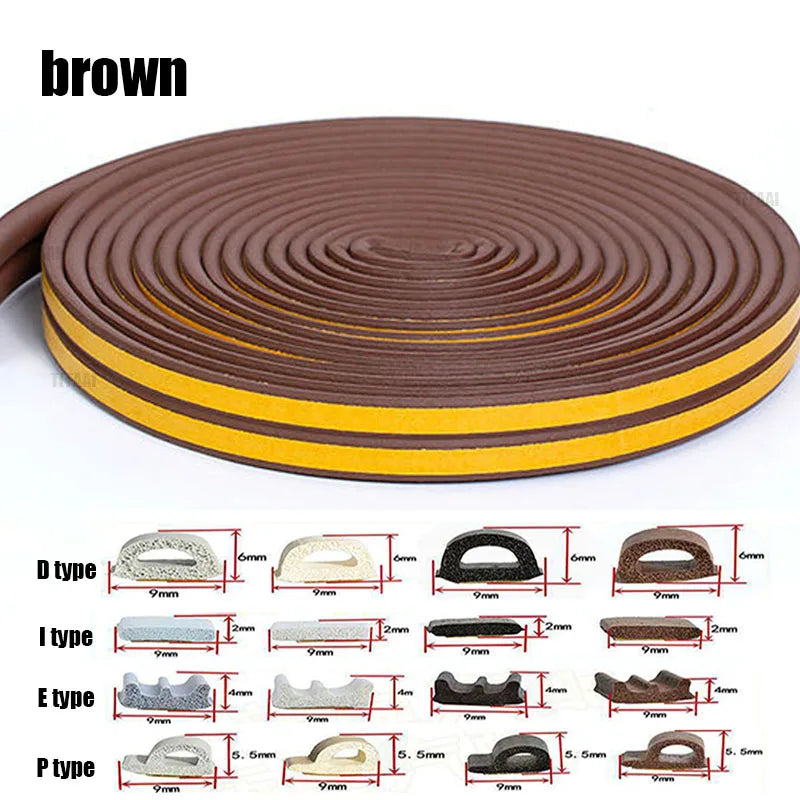 5M/10M Door Window Seal Strip DIEP Self-adhesive Acoustic Foam Sealing Strip Tape Insulation Windproof Rubber Weatherstrip -…