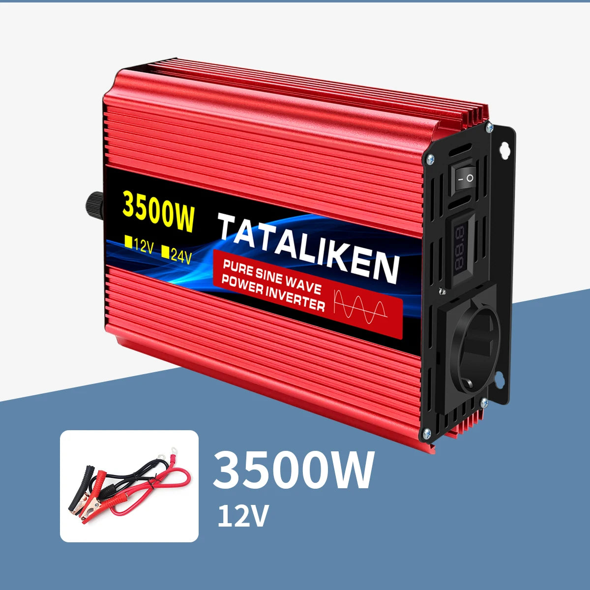 Inverter Pure Sine Wave 2500W/3500W/4500W/5000WDC 12V/24V to AC 220V 230V Voltage Transfer Converter Charging Adapter EU Soc…