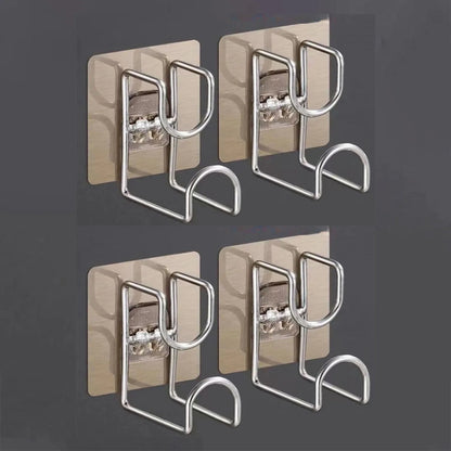 1/2/4/6Pcs Stainless Steel Washbasin Hook Multifunction Punch-free Kitchen Bathroom Rack Basin Storage Rack Towel Hanging Ho…