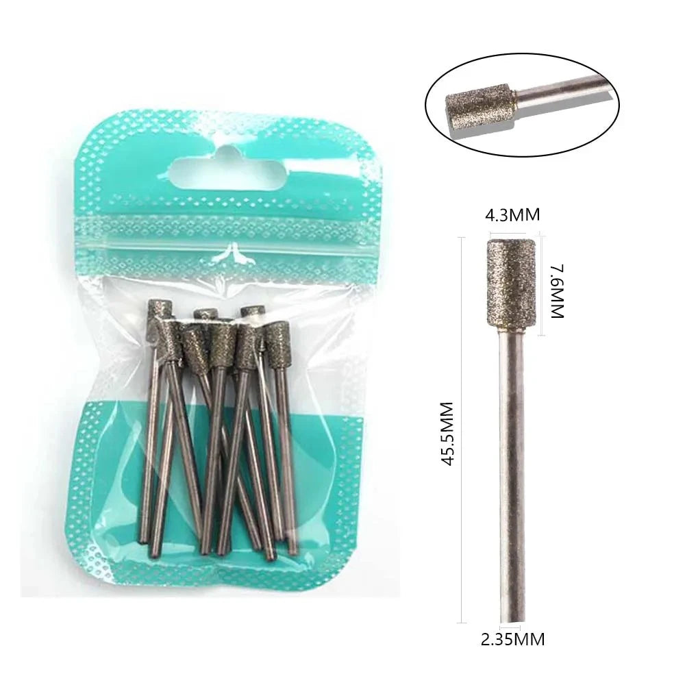 10pcs Diamond Milling Cutter Nail Drill Bits Set For Manicure Accessory Pedicure Eletric Machine Nail Bit Brush Burr Tools -…