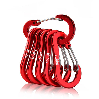 Booms Fishing CC1 6Pcs Aluminum Alloy Carabiner Keychain Outdoor Camping Climbing Snap Clip Lock Buckle Hook Fishing Accesso…