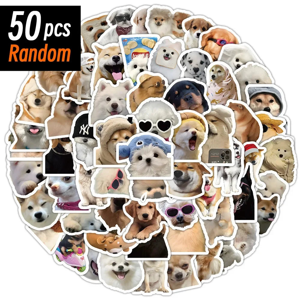 10/50/100pcs Funny Dog Stickers Cartoon Cute Decals Toy Stationery Guitar Phone Bicycle Laptop Luggage Car Graffiti Kids Sti…