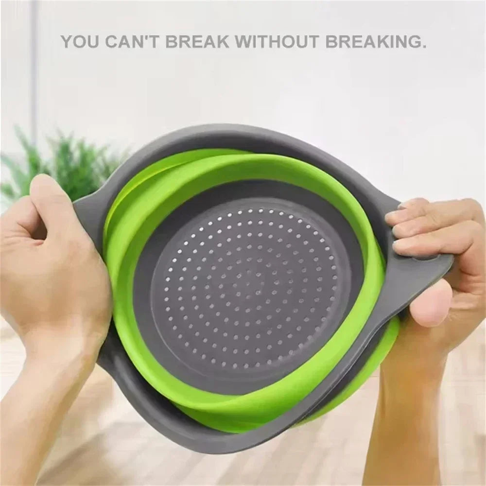 2PCS Silicone Folding Drainer Basket Fruit Vegetable Foldable Colander Kitchen Strainer for Food Pasta Kitchenware Drain Dev…