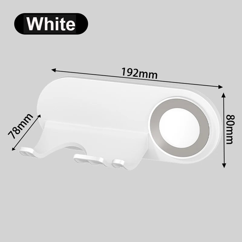 Gray/White Hair Dryer Stand Holder Wall Mounted, ABS Punch Free Blow Dryer Holder Rack, Organizer For Hair Dryer - image 7
