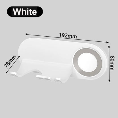 Gray/White Hair Dryer Stand Holder Wall Mounted, ABS Punch Free Blow Dryer Holder Rack, Organizer For Hair Dryer - image 7