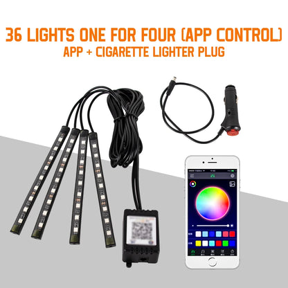 Neon 36 48 72 LED Car Interior Ambient Foot Light Wireless Remote Music APP Control Auto RGB Atmosphere Decorative Lamp - im…