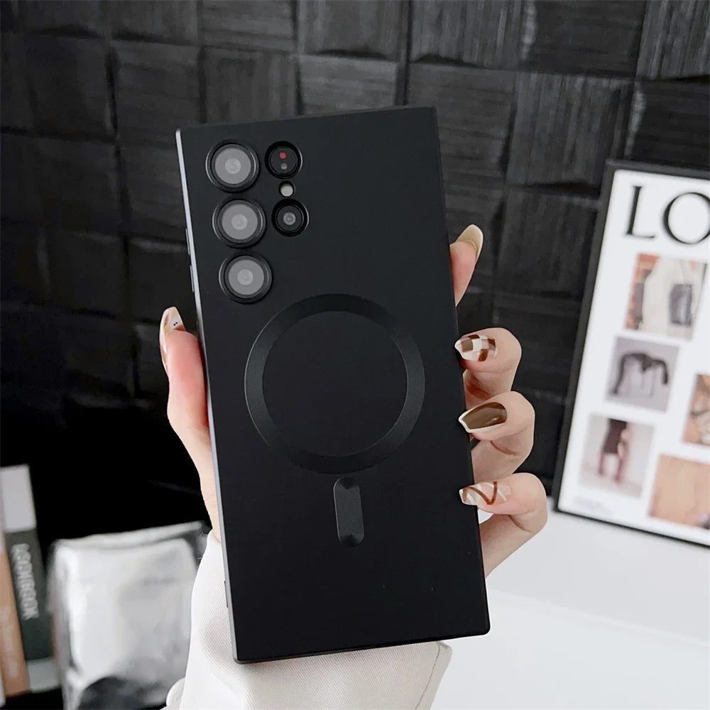 Luxury Matte Magnetic Case for Samsung S25 S24 S23 S22 Ultra S21 S20 Plus Capa for Samsung Note 20 Ultra Magsafe Phone Cover…