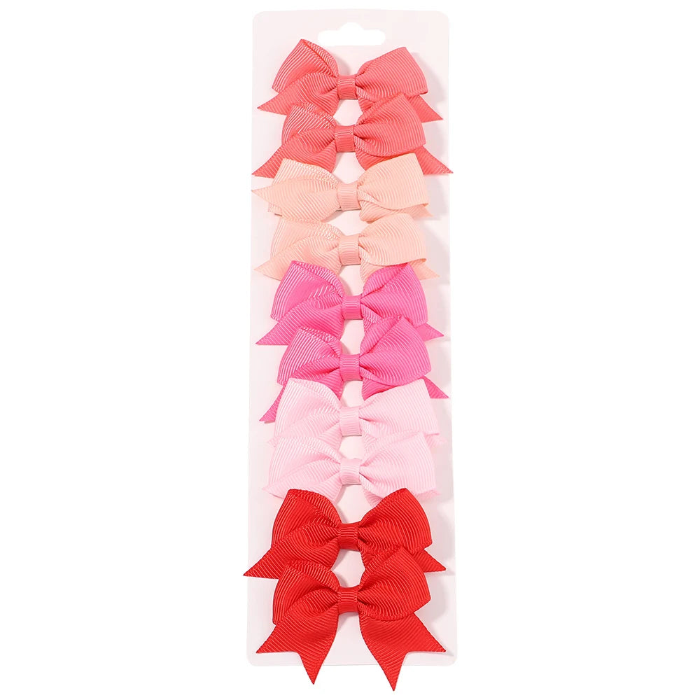 10Pcs/Set Solid Color Kids Bows Hair Clips for Baby Girls Handmade Ribbon Bowknot Hairpin Barrettes New Year Hair Accessorie…