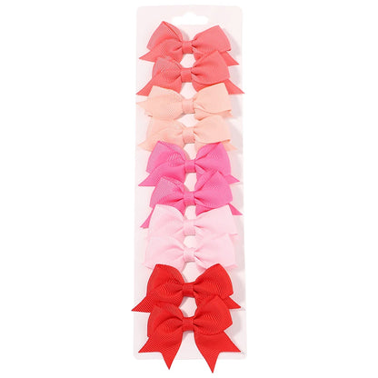 10Pcs/Set Solid Color Kids Bows Hair Clips for Baby Girls Handmade Ribbon Bowknot Hairpin Barrettes New Year Hair Accessorie…
