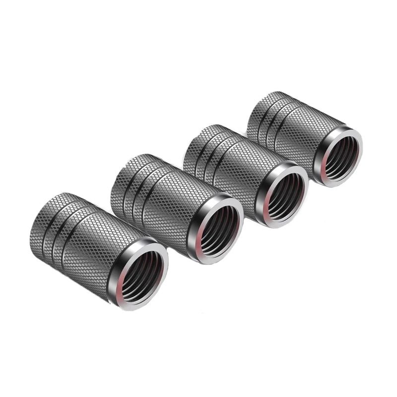 4Pcs Car Tire Valve Stems Cap Knurling Style Tire Valve Cap Aluminum Tire Wheel Stem Air Valve Cap car Universal accessories…