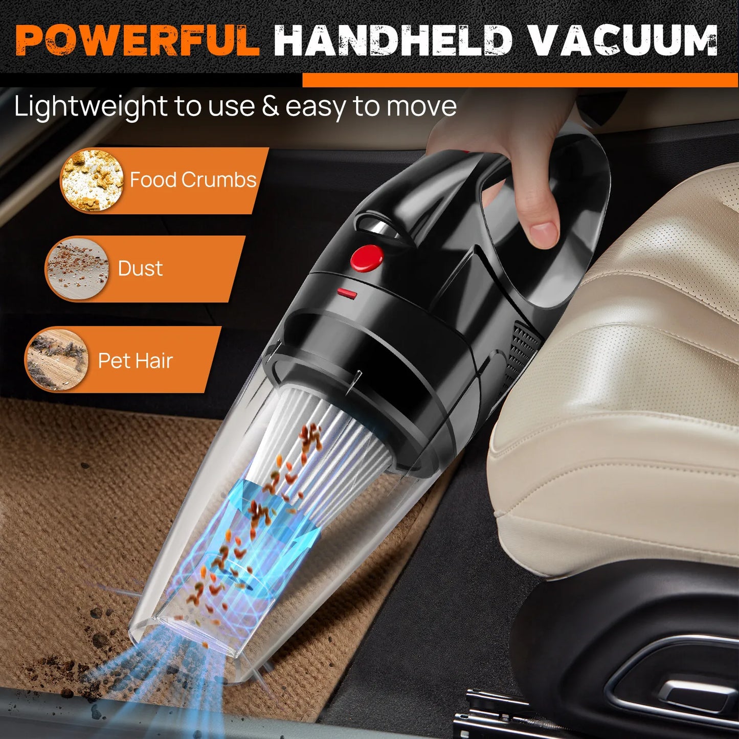 Mini Cordless Handheld Vacuum Cleaner Powerful Suction USB Rechargeable Lightweight Portable Vacuum for Car Home Pet Hair So…