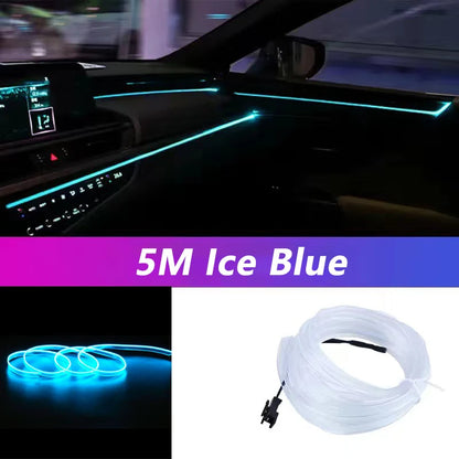 5M Car Interior Led Strip Light Neon EL Wiring Decorative Lamp For Auto DIY Flexible Ambient Light USB Party Atmosphere Diod…
