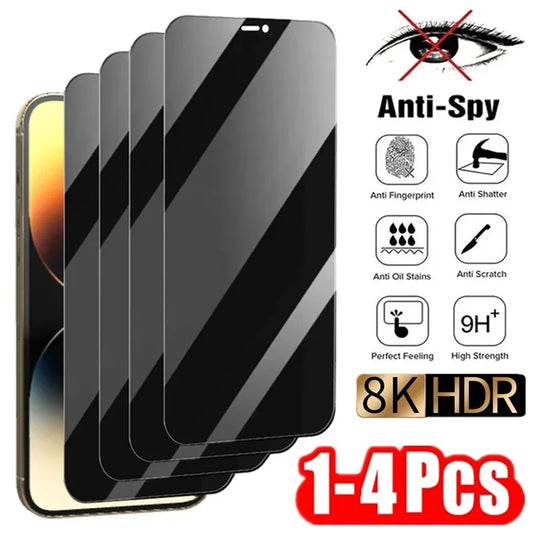 1-4Pcs Privacy Screen Protector for iPhone 14 13 11 12 Pro Max Mini 8 Plus Anti-spy Protective Glass for iPhone 15 16 17 XS…