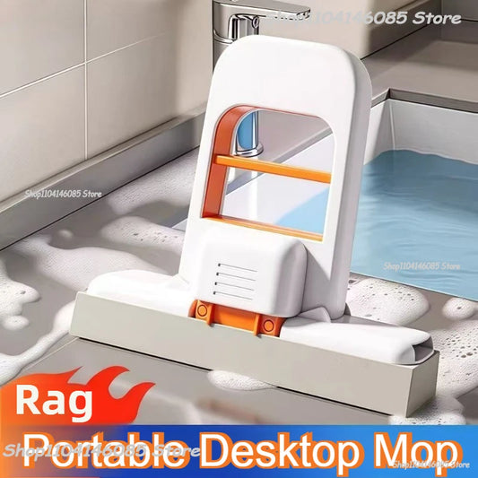 Portable Handheld Cleaning Mop Mini Foldable Desktop Mop Home Replacement for Bathroom Kitchen Desktop Glass Living Room Car…