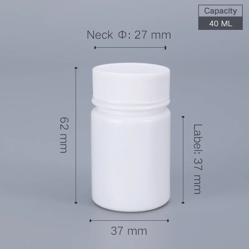 10pcs 20-200ml Plastic HDPE White Empty Seal Bottles, Refillable Pill Vials for Medicine, Capsule, Solid Powder, Reagent Sto…