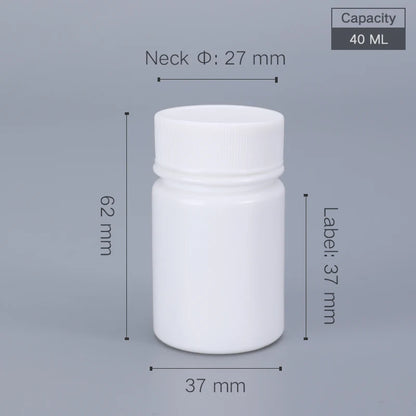 10pcs 20-200ml Plastic HDPE White Empty Seal Bottles, Refillable Pill Vials for Medicine, Capsule, Solid Powder, Reagent Sto…