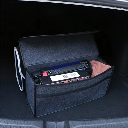 1PC Dark Gray Car Felt Storage Box Car Storage Bag Enlarged and Thickened Soft Felt Storage Box Household Storage Box - imag…