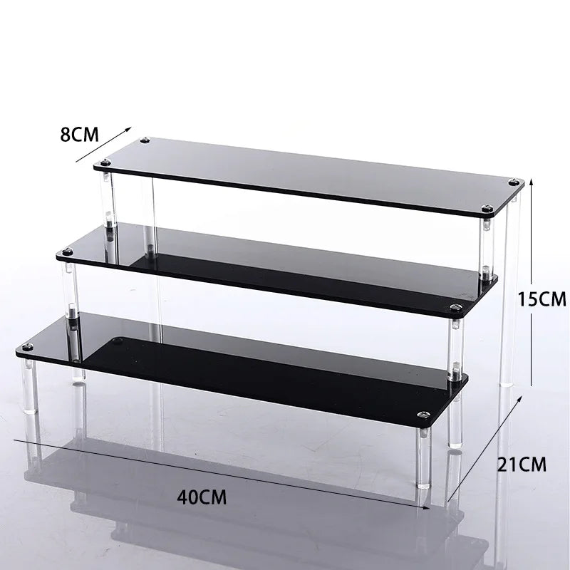 1-5 Tier Acrylic Display Stand Clear Display Riser Rack for Cupcake Perfume Doll Décor Organizer Amiibo Funko POP Figures DC…