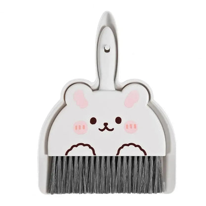 2Pcs/Set Small Broom Dustpan Set Cartoon Rabbit Bear Frog Pattern Keyboards Cleaning Mini Broom Dustpan Set - image 8