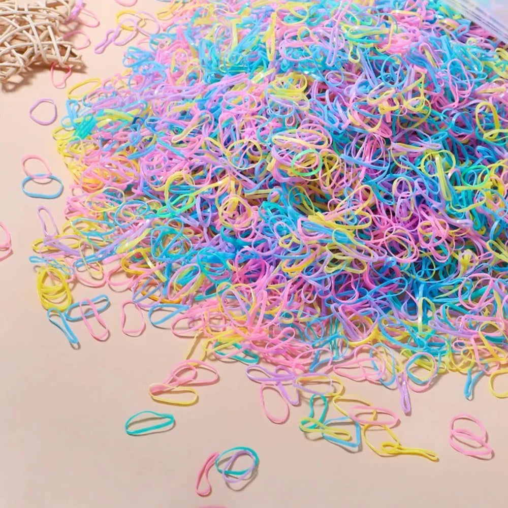 500/1000/2000pcs Girls Colourful Disposable Rubber Band Hair Ties Headband Children Ponytail Holder Bands Kids Hair Accessor…