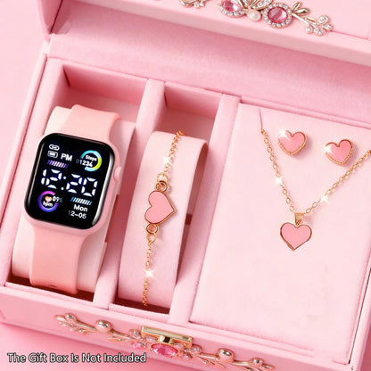 6-Piece Set of Fashion Electronic Watch Necklace Earrings Ring Set for Teenagers Boys and Girls, the Best Choice for Friend…