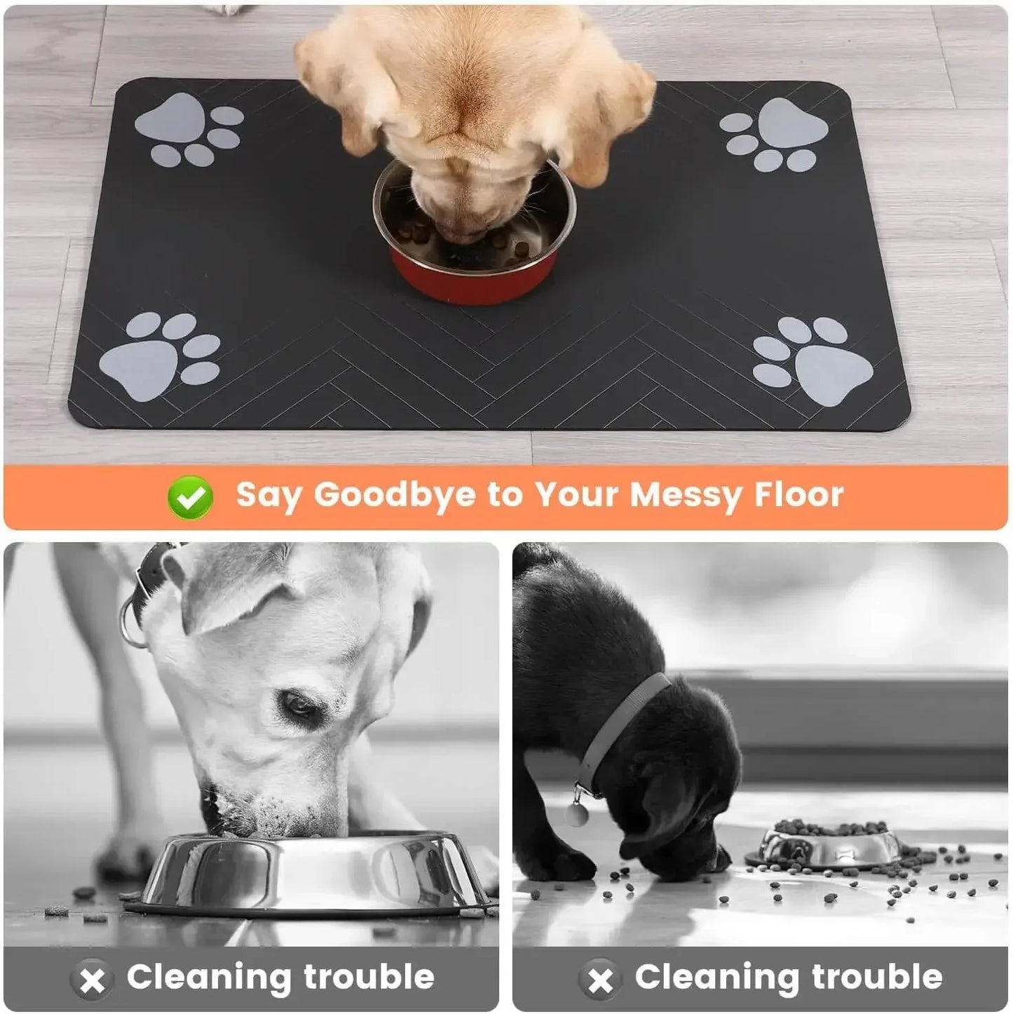 Pet Feeding Mat-Absorbent Pet Placemat Rubber Backing Quick Dry Water Mat for Dog Cat for Food and Water Bowl with Waterproo…