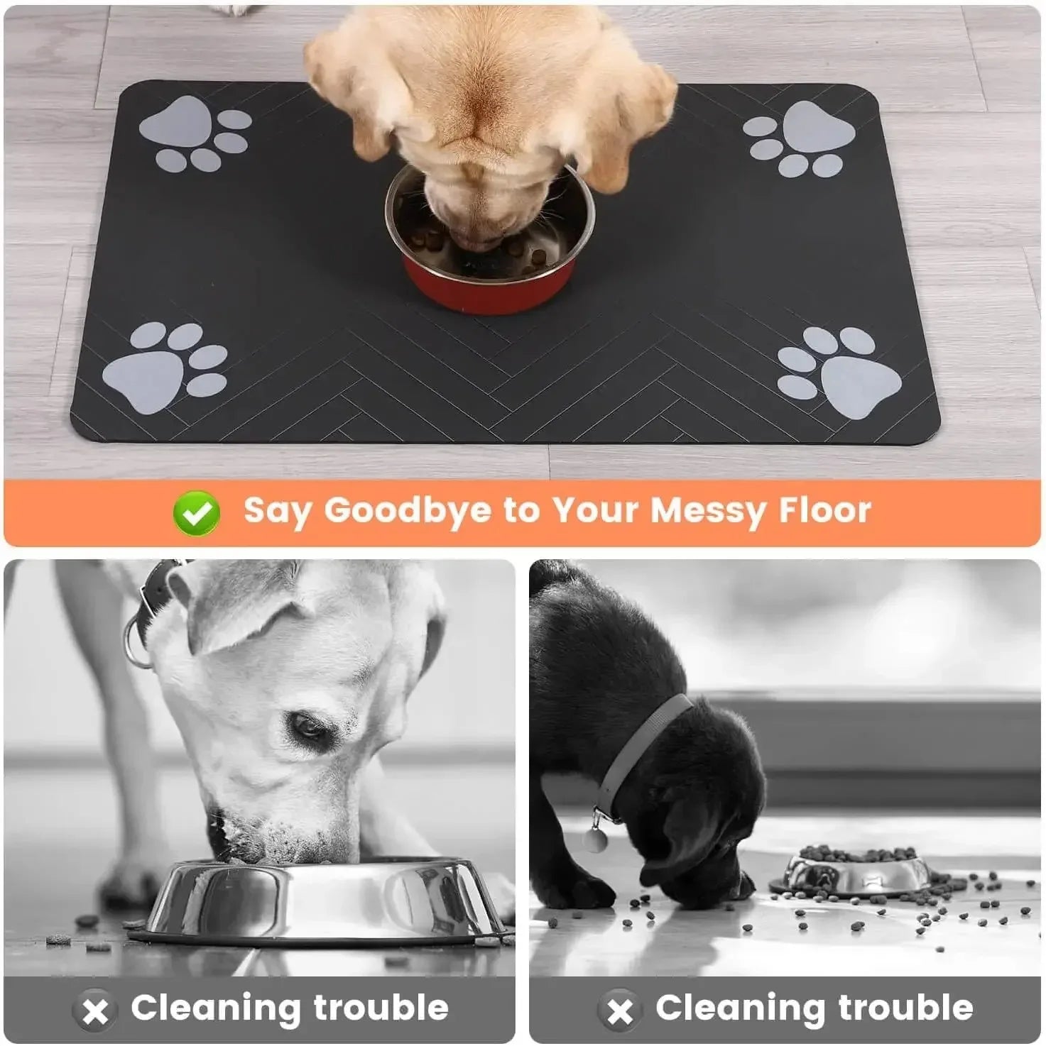 Pet Feeding Mat-Absorbent Pet Placemat Rubber Backing Quick Dry Water Mat for Dog Cat for Food and Water Bowl with Waterproo…