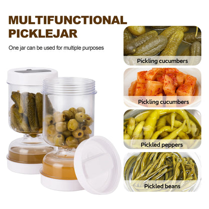Pickles Jar With Forks Dry and Wet Dispenser Pickle and Olives Hourglass Jar Cucumber Container for Kitchen Juice Separator…