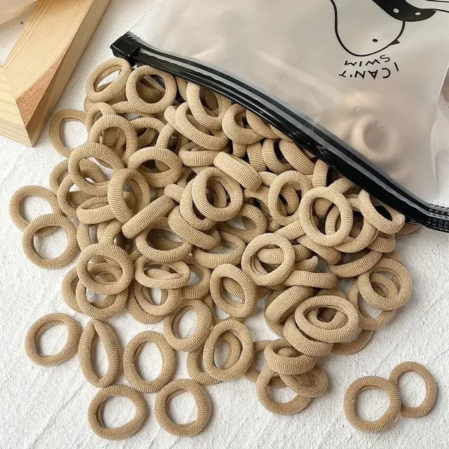 50/100Pcs Colorful Basic Nylon Ealstic Hair Ties for Girls Ponytail Hold Scrunchie Rubber Band Kid Fashion Hair Accessories…